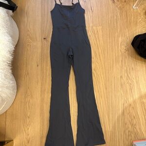 Amazon Black Slim Fit Flared-Leg Jumpsuit with Adjustable Straps